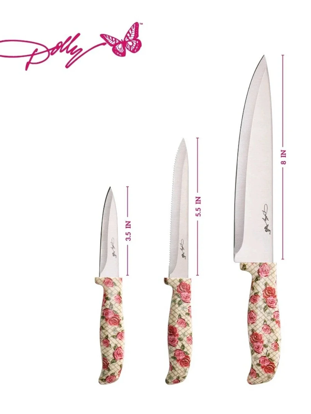 Dolly Parton 3-PC Chef's Knife Set- Rose
